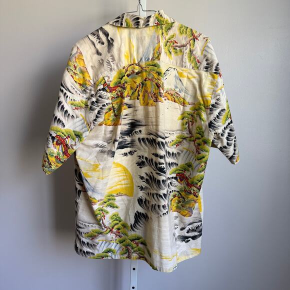 Aardvark’s Odd Ark sz XL White Multicolor Scenic Japanese Print Button Up Shirt - Picture 5 of 7
